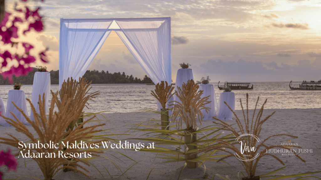 Say yes in the Maldives at Adaaran Select Hudhuran Fushi or Adaaran Club Rannalhi, with symbolic wedding packages starting from USD 1,120 and valid through October 2026.